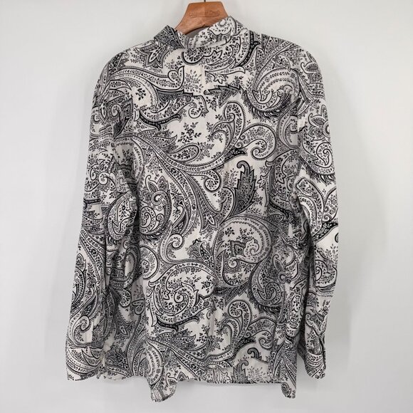 Lauren Ralph Lauren Womens Paisley Button-Down Shirt size 3X plus Black Cotton - Picture 14 of 14